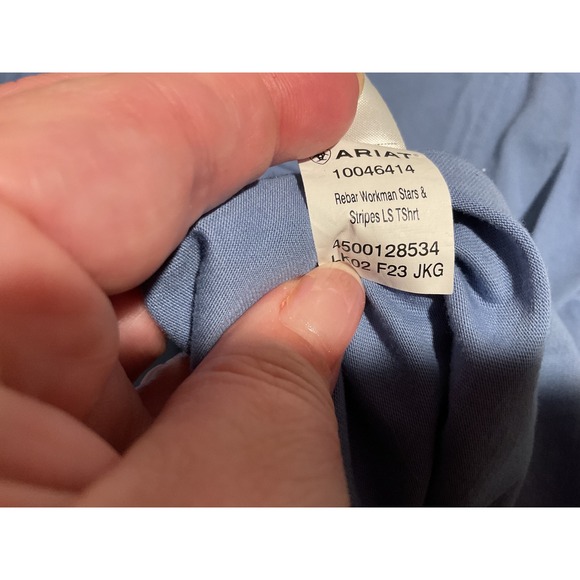 Ariat Rebar Workman Stars Stripes Long Sleeve V‎ Neck T Shirt Size XXL - Picture 5 of 9